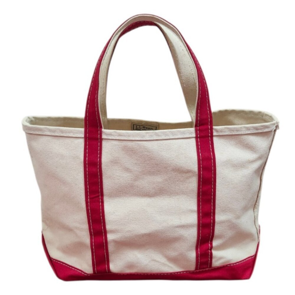 Vintage L.L.Bean Boat And Tote Canvas Bag Medium Red Trim Made In USA Classic - Picture 3 of 13